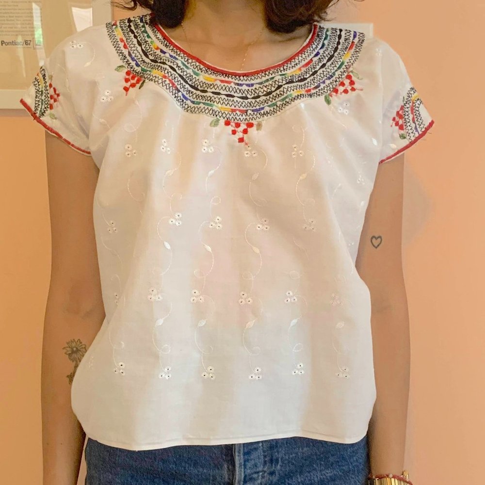 Vintage Embroidered Peasant Blouse